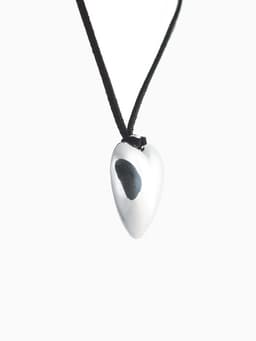 Чокер «Сердце», крупное, металлик, чёрный в серебре, 60 см