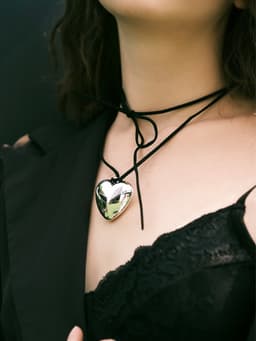 Чокер «Сердце», крупное, металлик, чёрный в серебре, 60 см