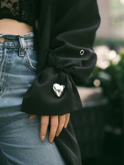 Чокер «Сердце», крупное, металлик, чёрный в серебре, 60 см