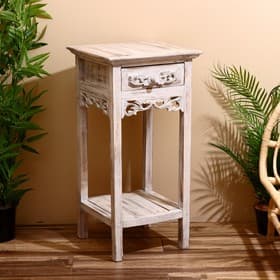 Тумба «Старый Бали», 40×40×80 см, дерево албезия, белая