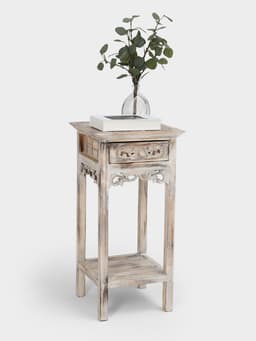 Тумба «Старый Бали», 40×40×80 см, дерево албезия, белая