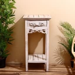 Тумба «Старый Бали», 40×40×80 см, дерево албезия, белая