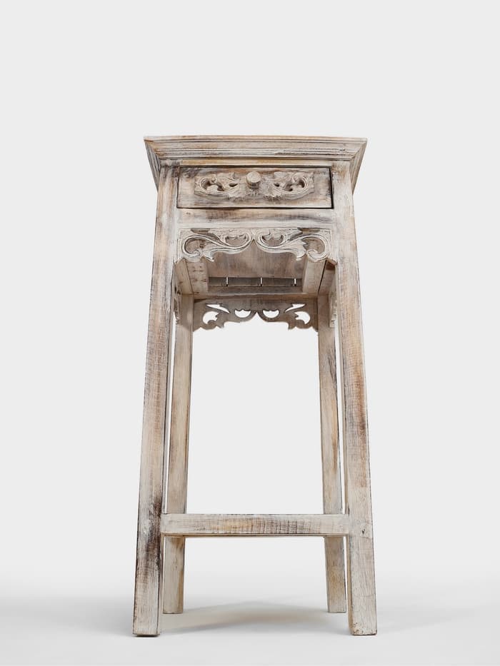 Тумба «Старый Бали», 40×40×80 см, дерево албезия, белая