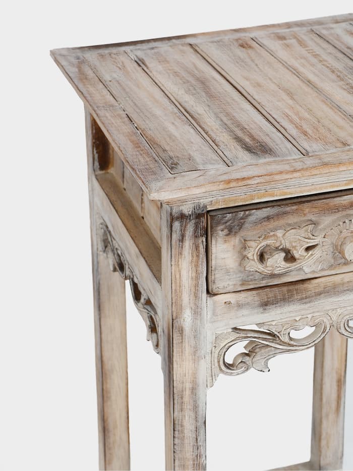 Тумба «Старый Бали», 40×40×80 см, дерево албезия, белая