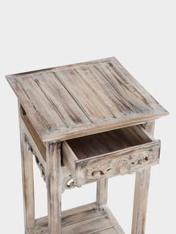 Тумба «Старый Бали», 40×40×80 см, дерево албезия, белая