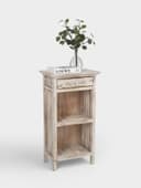 Тумба «Старый Бали», 50×30×90 см, дерево албезия, белая