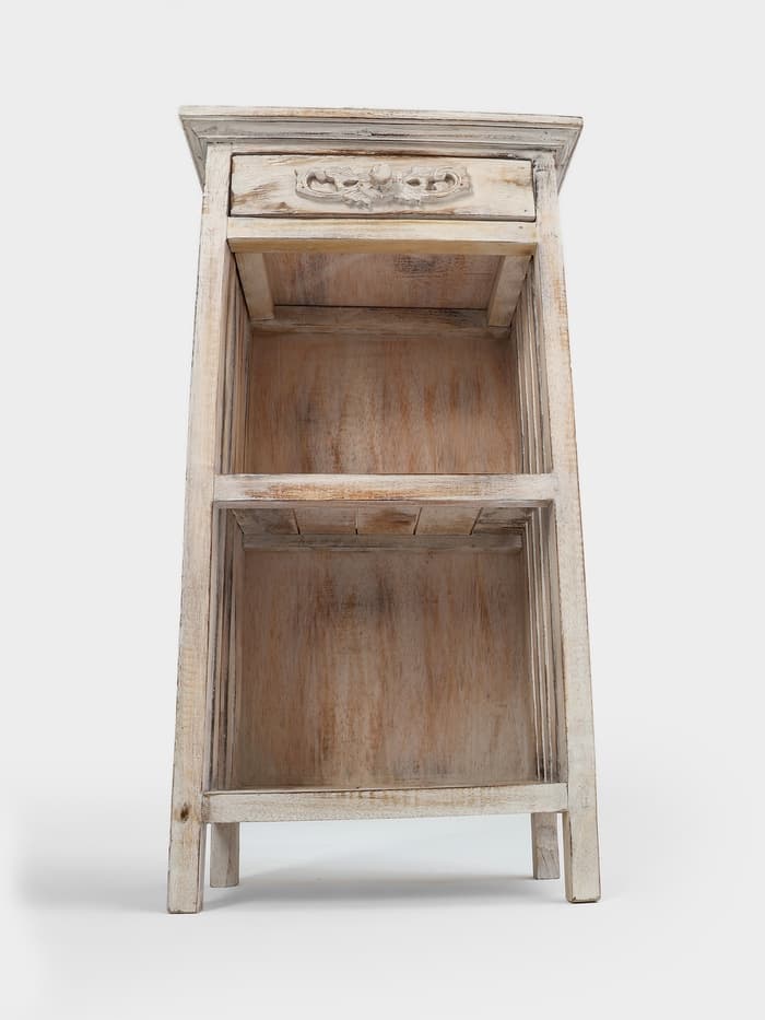 Тумба «Старый Бали», 50×30×90 см, дерево албезия, белая