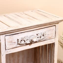 Тумба «Старый Бали», 50×30×90 см, дерево албезия, белая