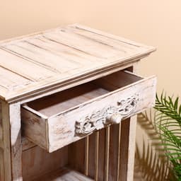 Тумба «Старый Бали», 50×30×90 см, дерево албезия, белая