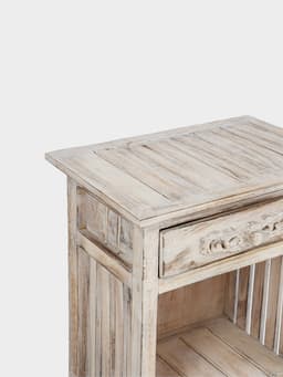 Тумба «Старый Бали», 50×30×90 см, дерево албезия, белая