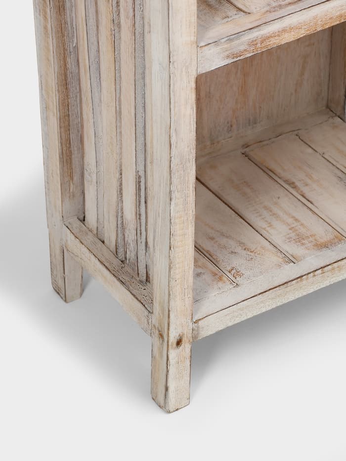 Тумба «Старый Бали», 50×30×90 см, дерево албезия, белая