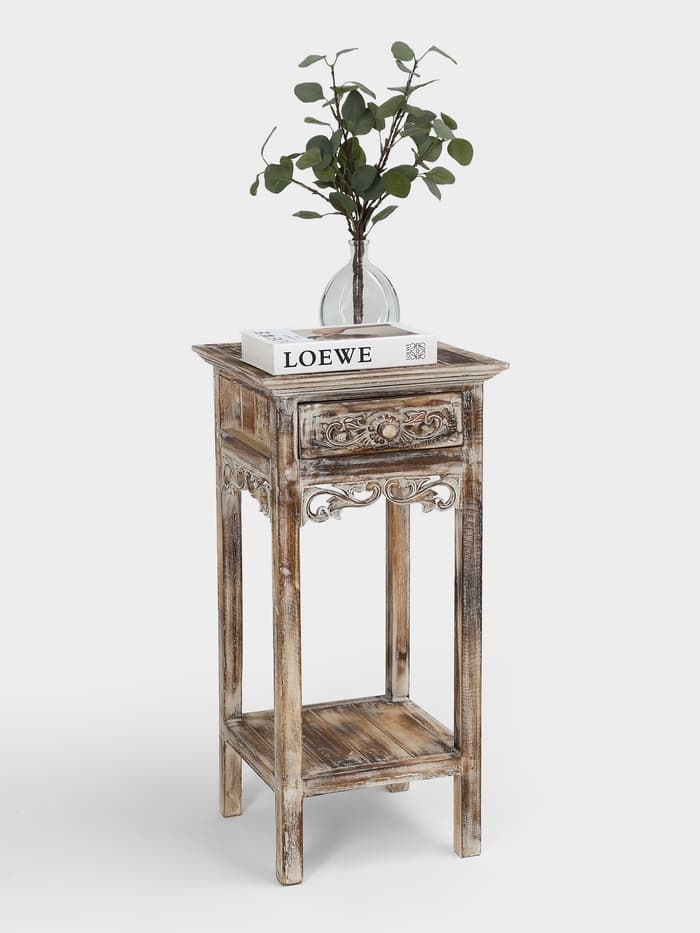 Тумба «Старый Бали», 40×40×80 см, дерево албезия, светло-коричневая