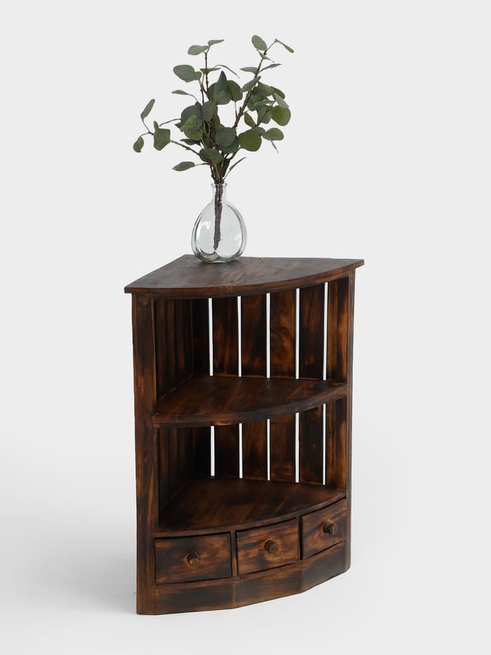 Стеллаж угловой «Бали стайл», 40×40×70 см, дерево албезия, коричневый