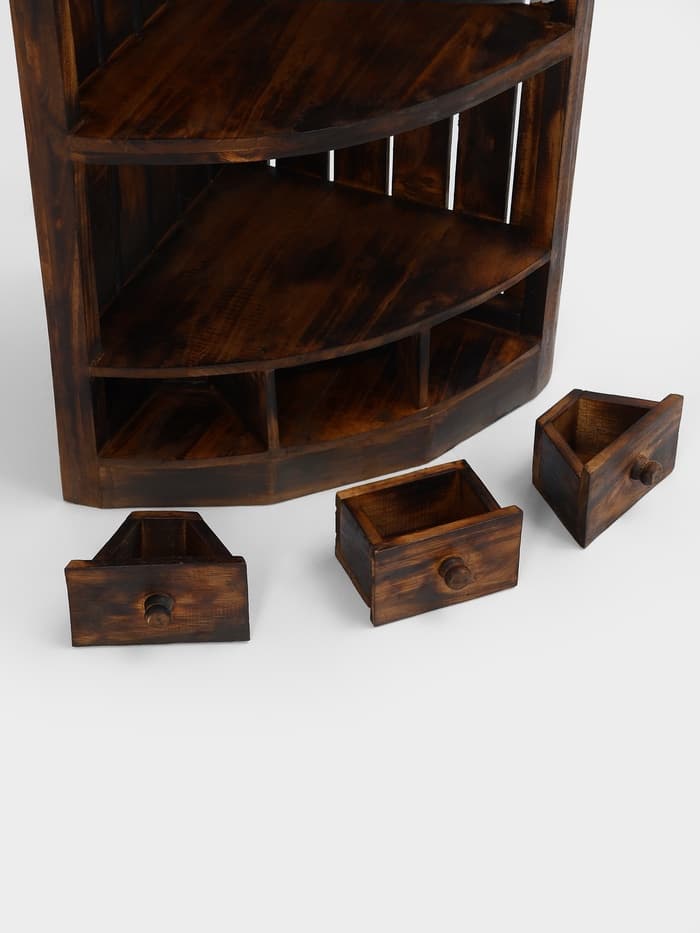 Стеллаж угловой «Бали стайл», 40×40×70 см, дерево албезия, коричневый