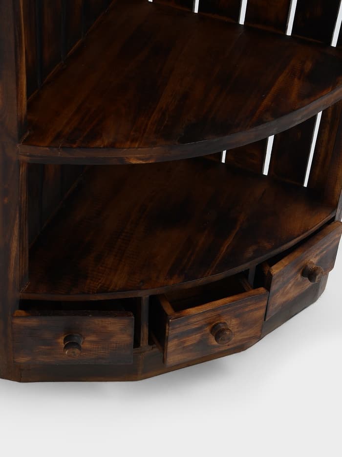 Стеллаж угловой «Бали стайл», 40×40×70 см, дерево албезия, коричневый