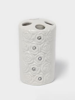 Набор аксессуаров для ванной комнаты Доляна «Барельеф», 4 предмета, дозатор 280 мл, мыльница, 2 стакана, бежевый