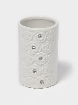 Набор аксессуаров для ванной комнаты Доляна «Барельеф», 4 предмета, дозатор 280 мл, мыльница, 2 стакана, бежевый