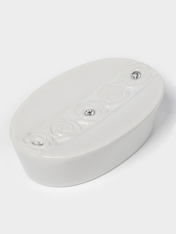 Набор аксессуаров для ванной комнаты Доляна «Барельеф», 4 предмета, дозатор 280 мл, мыльница, 2 стакана, бежевый