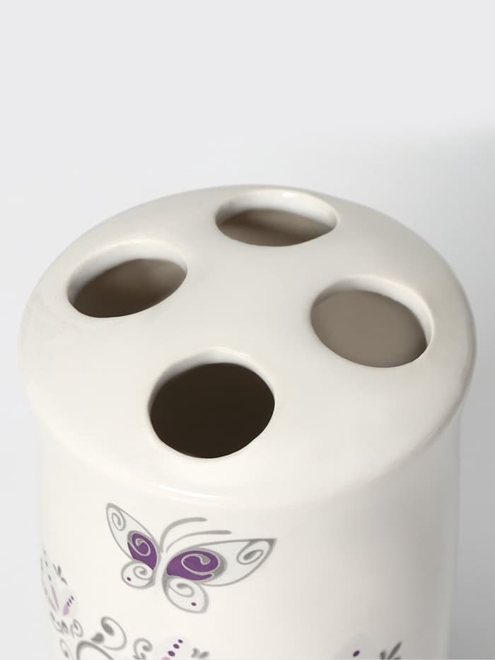 Аксессуары для ванной Доляна «Изящество», 4 предмета, дозатор 250 мл, мыльница, 2 стакана, белые