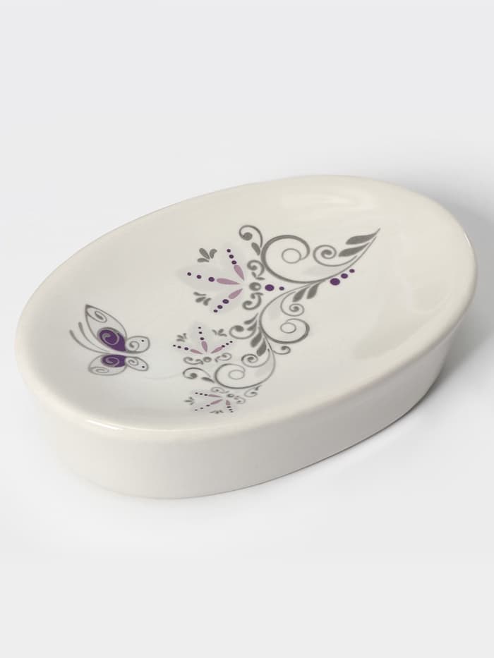 Аксессуары для ванной Доляна «Изящество», 4 предмета, дозатор 250 мл, мыльница, 2 стакана, белые