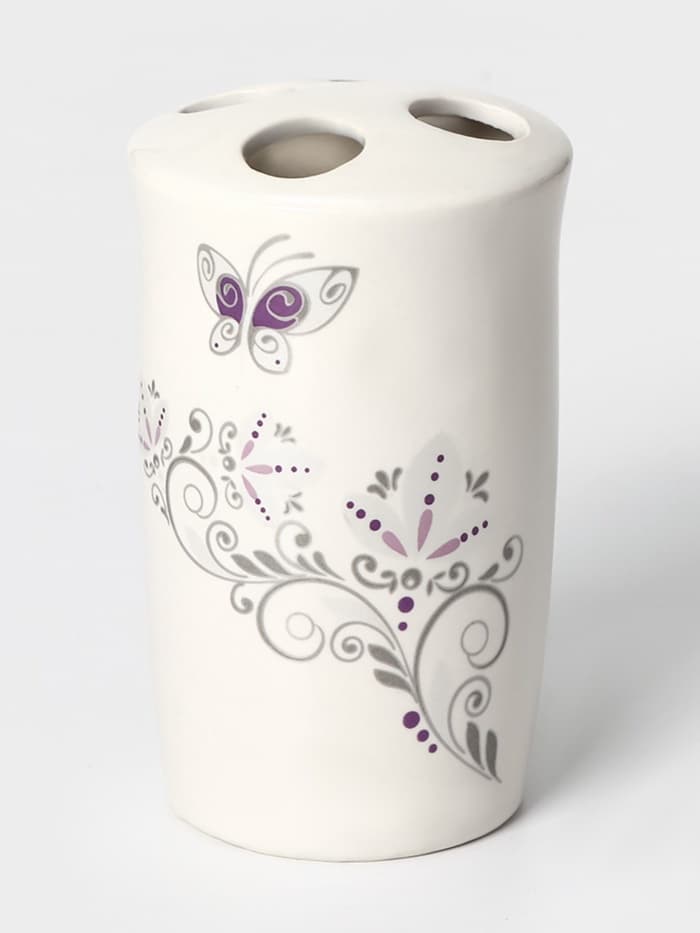 Аксессуары для ванной Доляна «Изящество», 4 предмета, дозатор 250 мл, мыльница, 2 стакана, белые