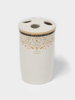 Набор аксессуаров для ванной комнаты Доляна «Золотая роскошь», 4 предмета, дозатор 250 мл, мыльница, 2 стакана, белый