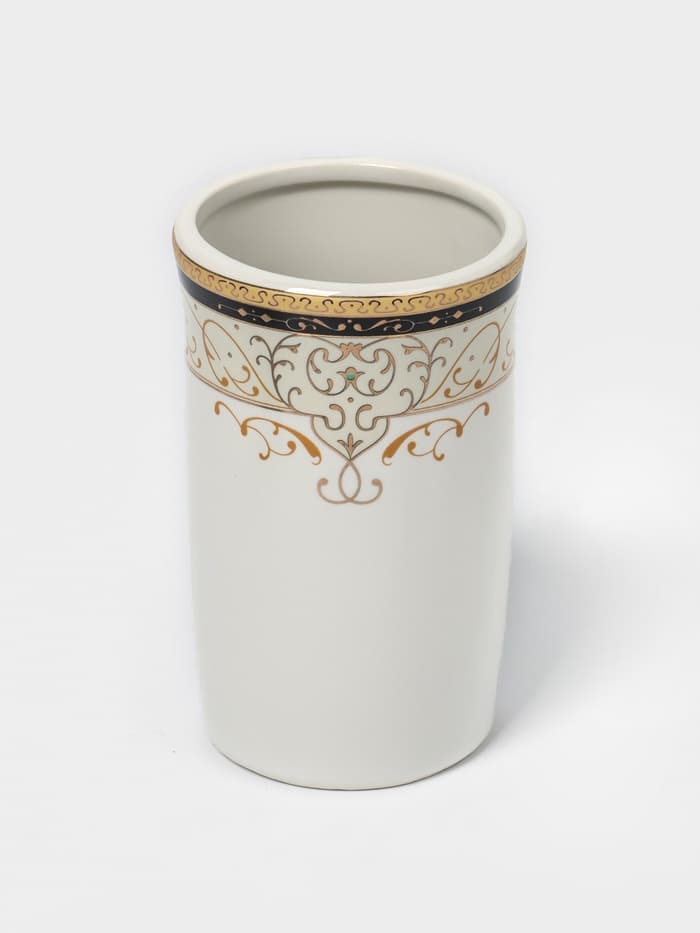 Набор аксессуаров для ванной комнаты Доляна «Золотая роскошь», 4 предмета, дозатор 250 мл, мыльница, 2 стакана, белый