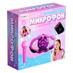 Музыкальный микрофон с колонкой ZABIAKA, световые и звуковые эффекты, фиолетовый