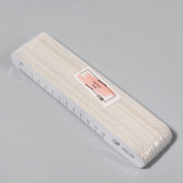 Набор пилок для ногтей, на деревянной основе, прямые, набор 20 шт., 100 грит, 18 см