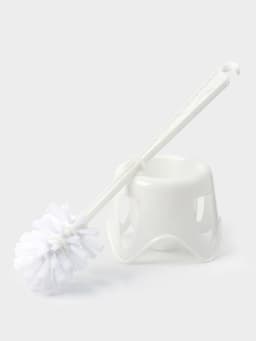 Ёршик для унитаза Spin&Clean Disco, пластик, 11.5×11.5×32.5 см, с подставкой, белый