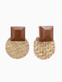 Серьги из дерева «Ваканда», стиль, плетёнка, бело-коричневые