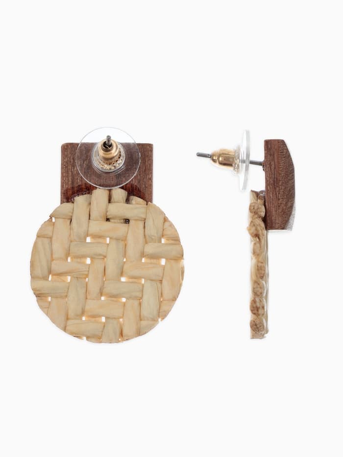 Серьги из дерева «Ваканда», стиль, плетёнка, бело-коричневые