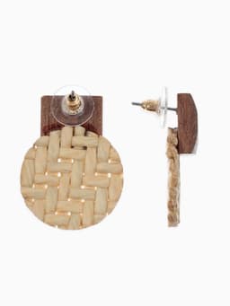 Серьги из дерева «Ваканда», стиль, плетёнка, бело-коричневые