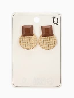 Серьги из дерева «Ваканда», стиль, плетёнка, бело-коричневые