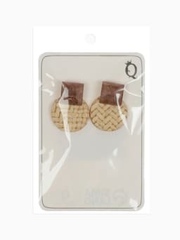 Серьги из дерева «Ваканда», стиль, плетёнка, бело-коричневые
