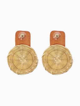 Серьги из дерева «Ваканда», стиль, плетёный диск, бежево-коричневые