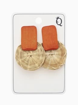 Серьги из дерева «Ваканда», стиль, плетёный диск, бежево-коричневые