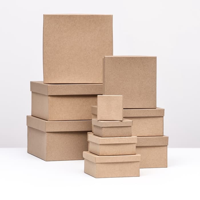 Набор коробок квадратных 10 в 1 крафт, 23×23×12 - 5.5×5.5×2.5 см