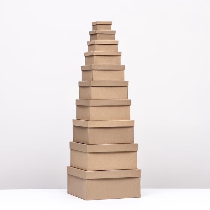 Набор коробок квадратных 10 в 1 крафт, 23×23×12 - 5.5×5.5×2.5 см