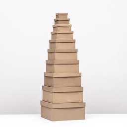 Набор коробок квадратных 10 в 1 крафт, 23×23×12 - 5.5×5.5×2.5 см