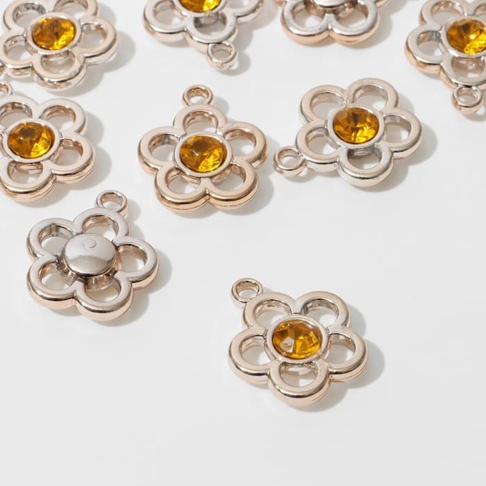 Подвеска «Цветок» (набор 10 шт.), жёлтая в золоте