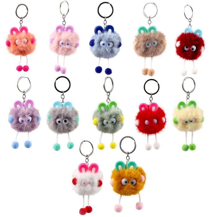 Брелок для ключей на кольце «Пушистик с ушками», мягкий, на сумку, рюкзак, 10 см, МИКС