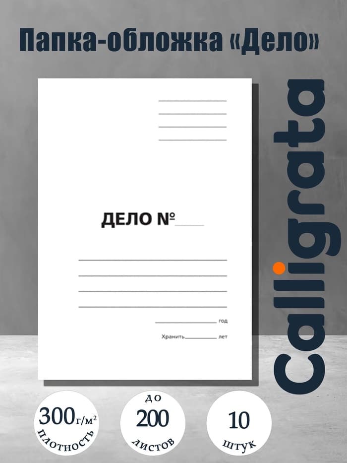 Набор папок-обложек Calligrata «Дело», 300 г/м², картон немелованный, до 200 листов, 10 штук