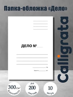 Набор папок-обложек Calligrata «Дело», 300 г/м², картон немелованный, до 200 листов, 10 штук