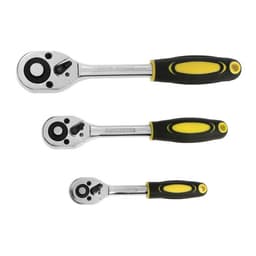 Набор воротков с трещоткой ТУНДРА, CrV, 1/2-3/8-1/4", 2К рукоятка, 24 зуба, 150-250 мм