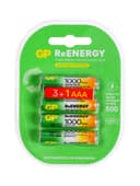 Аккумулятор GP, Ni-Mh, AAA, HR03-4BL, 1.2 В, 1000 мАч, блистер, 3+1 шт.