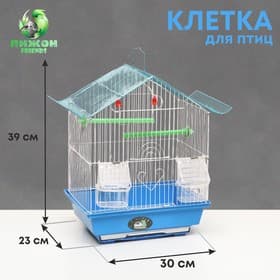 Клетка для птиц укомплектованная Bd-1/1d, 30×23×39 см, голубая