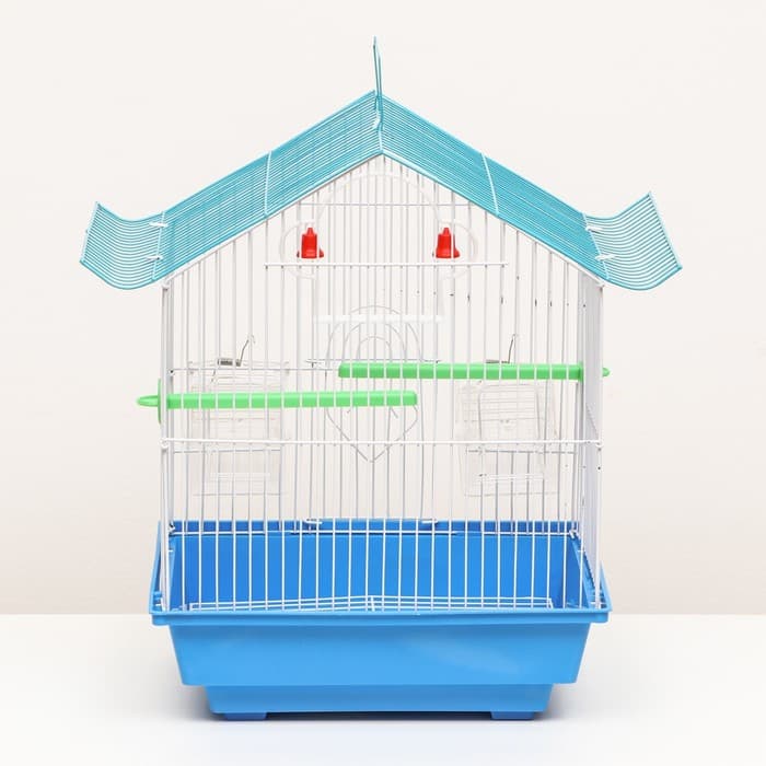 Клетка для птиц укомплектованная Bd-1/1d, 30×23×39 см, голубая