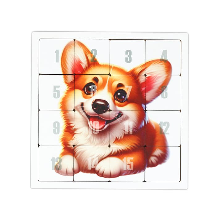 Настольная игра логическая Задира-плюс «Пятнашки. Корги», 22×22 см, головоломка