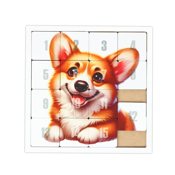 Настольная игра логическая Задира-плюс «Пятнашки. Корги», 22×22 см, головоломка